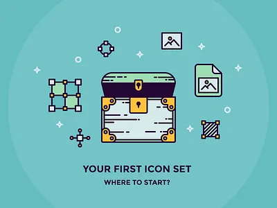 First Icon Set: Where to Start. artboard article blog chest file icon icon set iconutopia image newsletter outline outline icon
