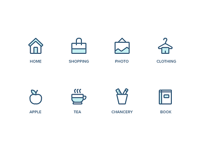 Simple icons from Shakuro apple book chancery clothing home icon icons photo shakuro shopping tea