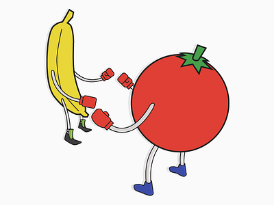 Food Fight banana boxing food fight tomato