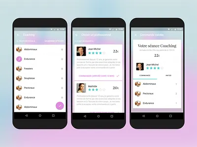 Aura for Android (Order Process) android blur booking cards list material mobile order ratings tiles