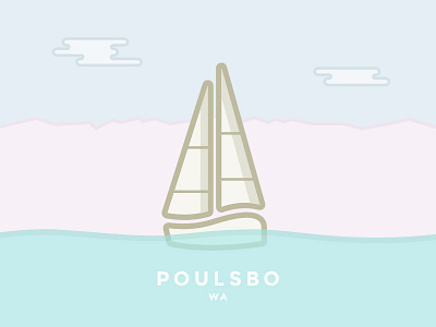 Poulsbo, Washington clouds illustrator pastel poulsbo sailboat washington