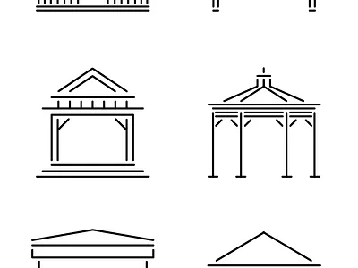 Gazebos gazebos icons line art vector