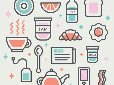Breakfast Illustration breakfast iconography illustration pastels