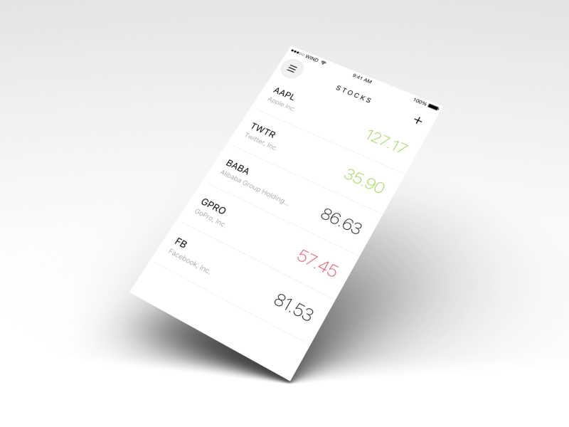 Minimal Stocks App - Menu animation finance gif ios ios9 keynote minimal stock market stocks trading ui