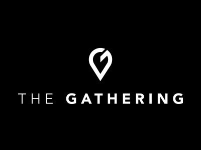 The Gathering black and white church location location pin logo