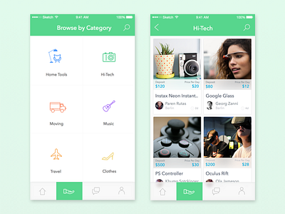 shop app app borrow categories e commerce ios lend mobile product shop social ui