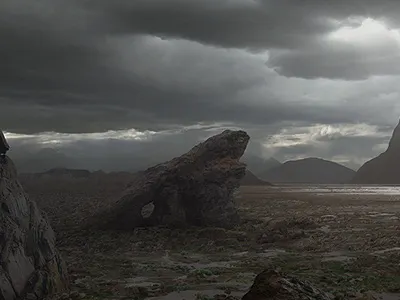 landscape dark illustration photoshop rocks