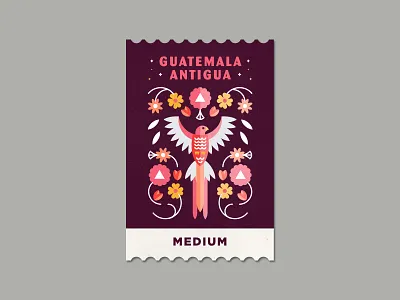 Guatemala Antigua antigua bird coffee guatemala label quetzal stamp sticker