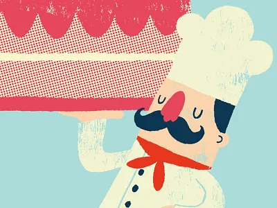 Cake character design illustration retro
