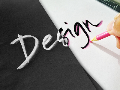 Design black calligraphy colored pencil design hand lettering handwriting ink marker paper pink typography white