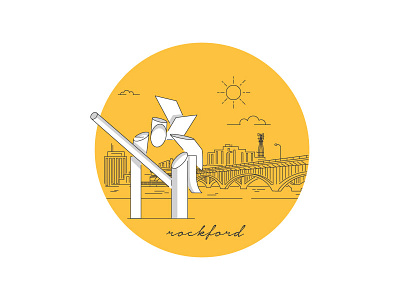 Rockford city line art vector