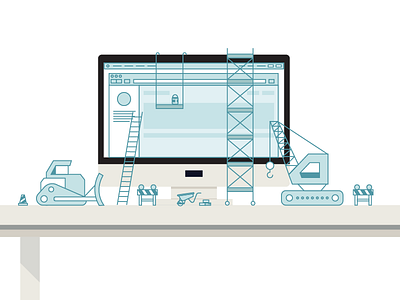 Under Construction caution construction construction zone crane illustration ladder line art redesign vector website