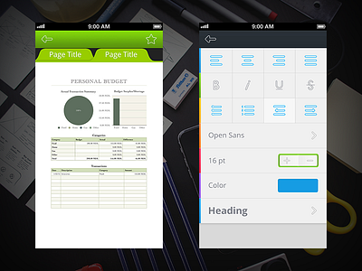 "File Manager App Kit" Docs application colorful doc edit file flat ios iphone kit manager table ui