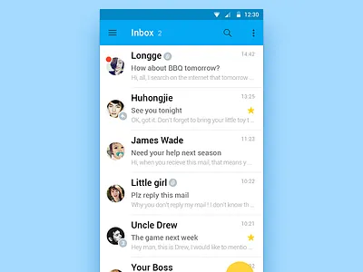 Android Inbox Concept android app inbox interface list mail