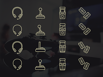 Game Icons - Concepts arcade concepts gaming headset icons joystick tickets vector video games wip