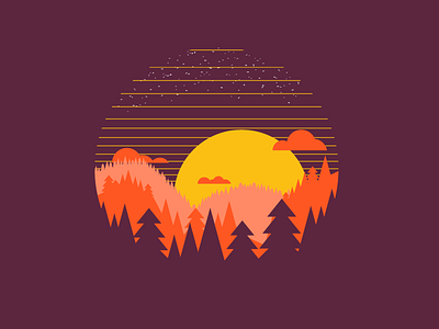 Nightfall Nostalgia cotton bureau forest nostalgia pacific northwest retro simple sunset