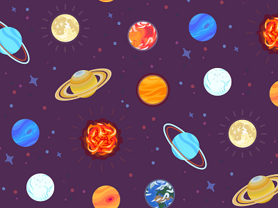 Space Pattern astronomy earth illustration jupiter mars moon planets science space stars sun venus