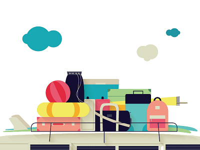Always Summer Self Promo colours design flat fun illustration luggage summer
