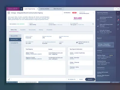 CRM - View Lead / Opportunity Panel app crm desktop interface lead opportunity right panel sidebar status ui ui design windows
