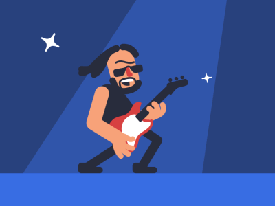 Rock star animation deforge flat gif glam rock glitter guitar hear loop rock rocknroll stage