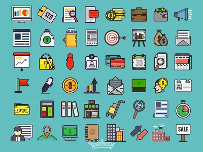 Business Icons Set business flat icons illustrator set vector