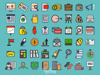 Business Icons Set business flat icons illustrator set vector