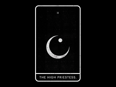 The High Priestess black minimal moon tarot white