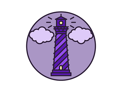 Lighthouse 2 clean clouds design graphic icon lights mthw ocean simple vector