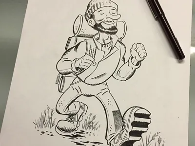 FC Hiker Cartoon cartoon drawing hiker illustration inking