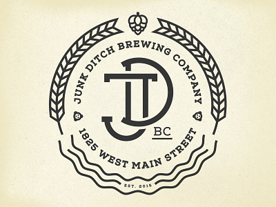 Junk Ditch Brewing Company barley brewing fort wayne hops identity indiana logo mark water yeast