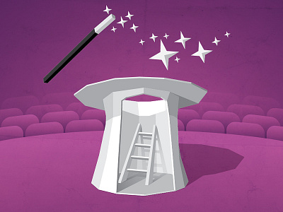 Behind The Magic faceted hat illustration magic wand