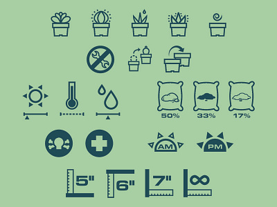 [WIP] Succulent Care Icons agave air plant aloe cactus dirt garden gardening icon linecon succulent sun