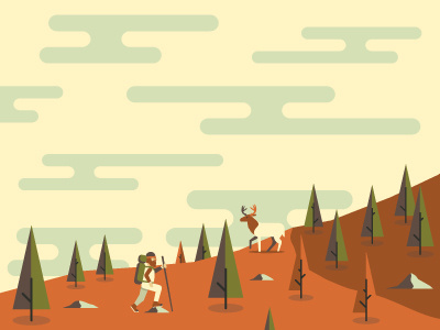Great Outdoors Hike clouds deer hike illustration mountains nature outdoors pnw summer