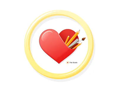 Illustration FS flat flat studio fs heart illustration pen red vector yellow