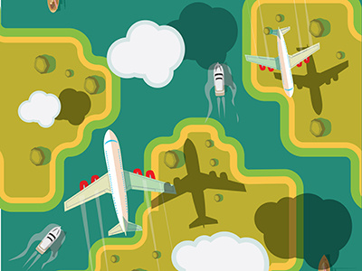 Planes air airplane flat flight fly illustration journey map plane sky transport travel