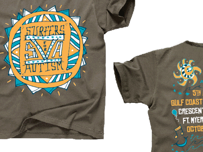 Surfers For Autism apparel event fundraiser gif lettering shirt surf surfers type typography