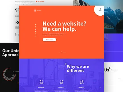 Bright Landing bright colorful concept flat landing orange page soft violet wip