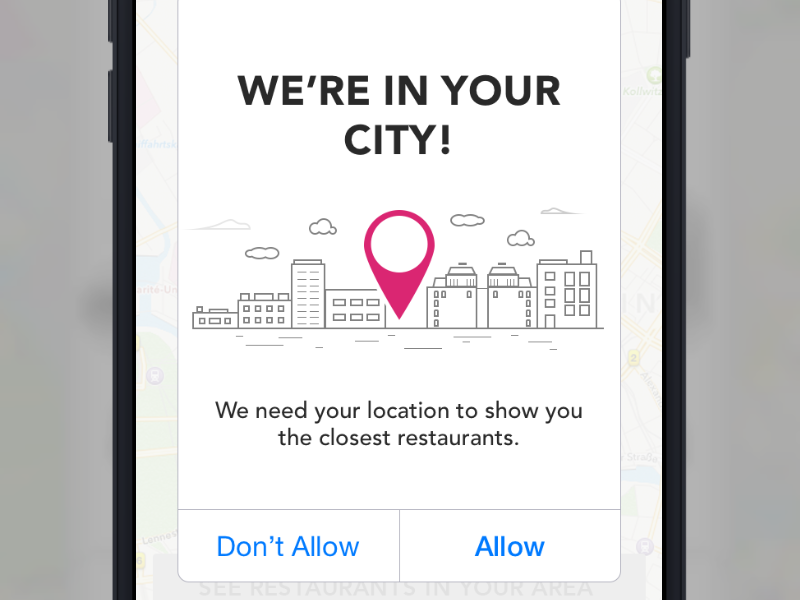 Foodora Allow Location drawing icon illustration ios line line icon notification stroke vector