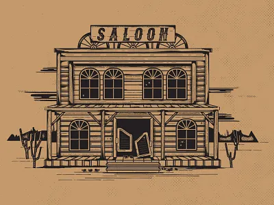 Saloon Illustration apparel halftone illustration lockup saloon stipple type vector western