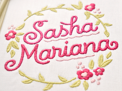 Sasha Mariana Embroidery cute embroidery floral flower girl lettering logo name script type wilcom wreath