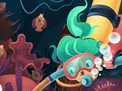 Scuba Diver coral reef illustration ocean scuba diver sea sea life