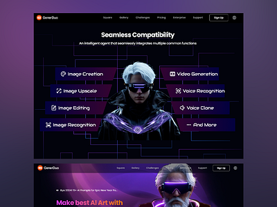 GenerDuo: AI Multi-Function Website ai art generator ai tools ai video generator ai voice changer creative creative tools design iamge editing landing page landing page design multi function tools software ui ui design ux ux design uxui web design web ui web ux