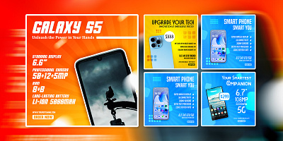 Smart Phone Social Media Ads Banner Design ads background creative design flat gadgets illustration marketing mobile photoshop promo promotion smartphone