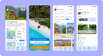 "tourism" Mobile App Project blue graphic design location orange places residence ticket tour tourism tourist travel traveler ui ux weather