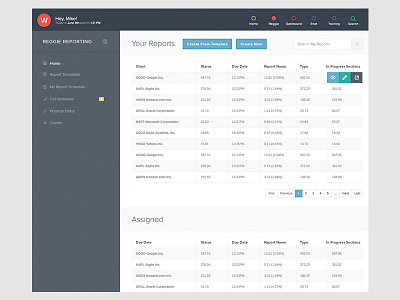 Reporting Mockup interface mockup report reporting table