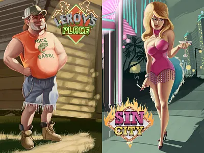 Hillbilly n Show girl art concept design game girl hillbilly illustration logo show trash vegas white