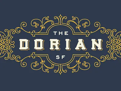Dorian Concept blue design logo orange ornament restaurant retro vector victorian vintage