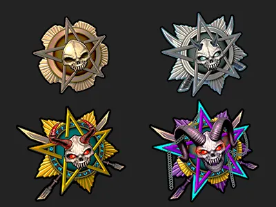 Badges 2d badge digital game icons illustration medal photoshop rpg skulls ui