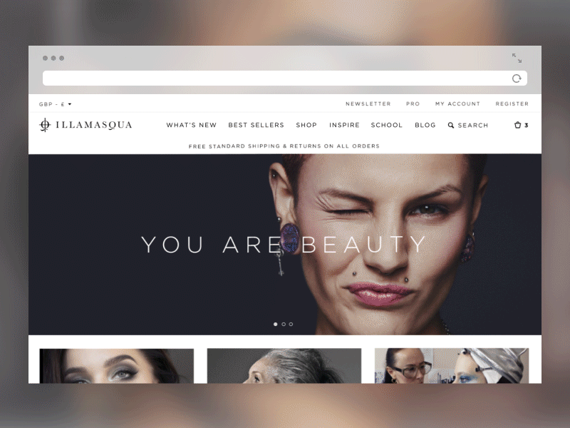 Illamasqua Website Redesign e commerce fluid design make up navigation responsive design web design