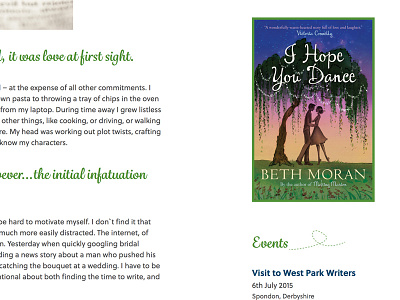 Events blog green web site white